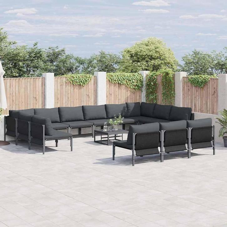 vidaXL Tuinbank Set Antraciet Staal, Tuin en Terras, Tuinsets en Loungesets, Nieuw, Verzenden