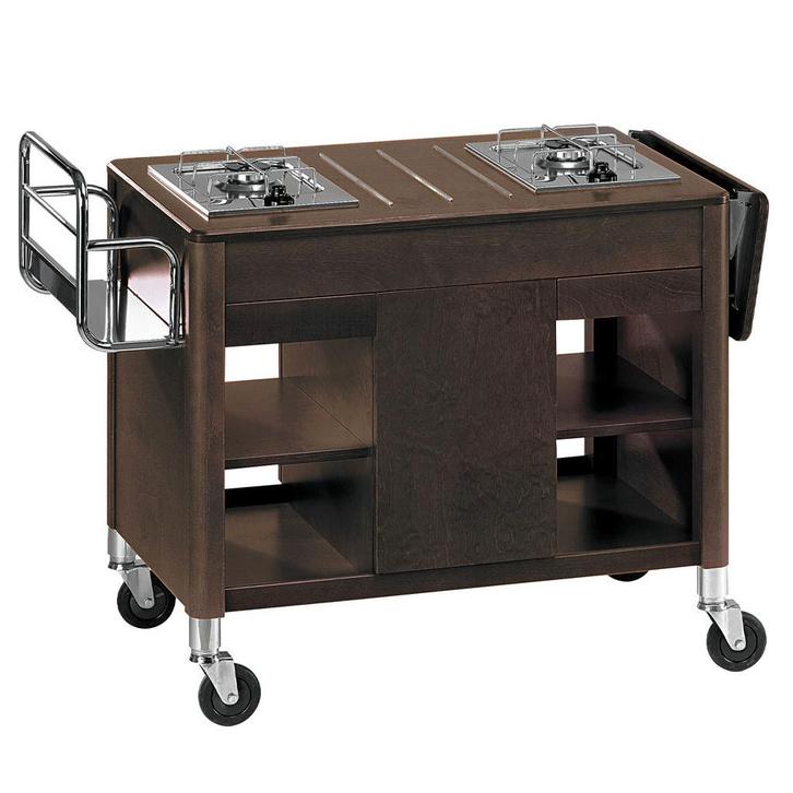 Flambeerwagen | Gas | 2 Branders | Houtlook (Wengé) |, Zakelijke goederen, Horeca | Keukenapparatuur, Nieuw in verpakking, Verzenden