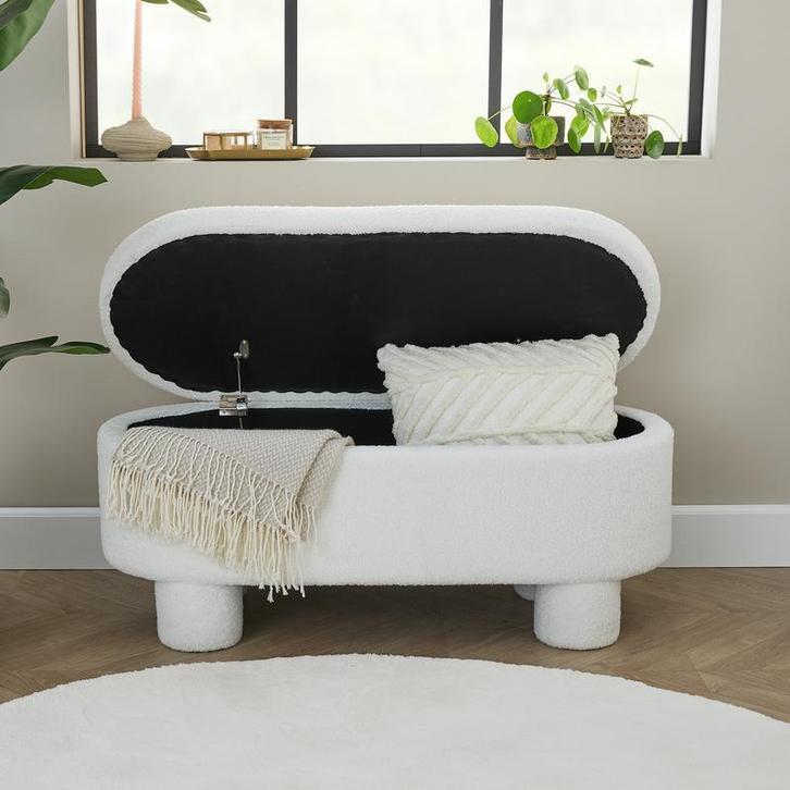 Banc de rangement en teddy - 101,5 x 43,5 x 44,5 cm, Huis en Inrichting, Woonaccessoires | Overige, Verzenden