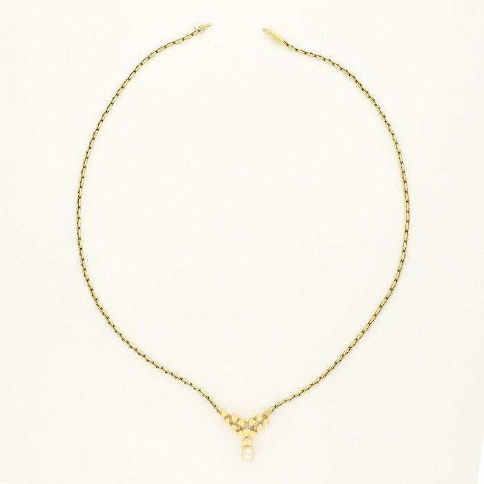 Halsketting - 8 karaat Geel goud - Zoetwater parel, Handtassen en Accessoires, Kettingen
