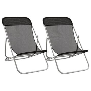 Strandstoelen Zwart - Set van 2 | Retour Deal | 40% Korting beschikbaar voor biedingen