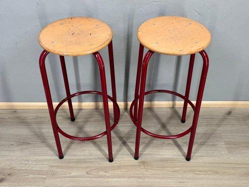 Kruk - Hout, Metaal - Twee hoge krukken, Antiek en Kunst, Antiek | Wandborden en Tegels