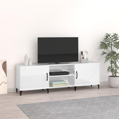 vidaXL Meuble TV blanc brillant 150x30x50 cm bois, Huis en Inrichting, Kasten |Televisiemeubels, Verzenden