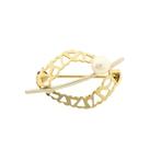 Vintage bicolor gouden broche met parel, Bijoux, Sacs & Beauté, Broches, Ophalen of Verzenden