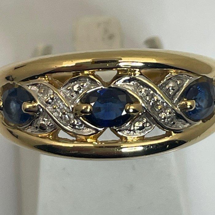 Bague - 18 carats Or jaune Saphir - Diamant, Bijoux, Sacs & Beauté, Bagues