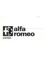 1971 ALFA ROMEO PRIJSLIJST NEDERLANDS, Nieuw