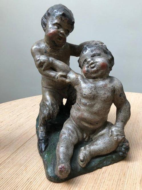 Beeld, Baby Satyr en putto cupido - 26 cm - Terracotta, Antiek en Kunst, Antiek | Keramiek en Aardewerk
