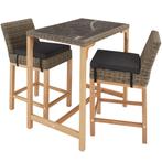 Wicker bartafel Kutina met 2 stoelen Latina - natuur, Tuin en Terras, Tuinsets en Loungesets, Nieuw, Verzenden