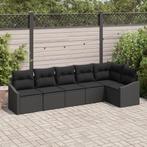 vidaXL 6-delige tuinzetel set met kussens in zwart poly, Verzenden, Nieuw