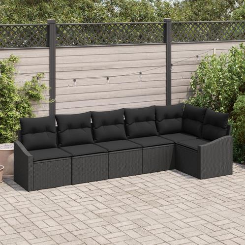 vidaXL 6-delige tuinzetel set met kussens in zwart poly, Tuin en Terras, Tuinsets en Loungesets, Nieuw, Verzenden