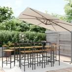 vidaXL Ensemble de bar jardin 11pcs noir poly rotin/bois, Verzenden, Neuf