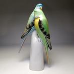 Hollohaza - Sculpture, Art Deco Parrots - 18 cm - Porcelaine