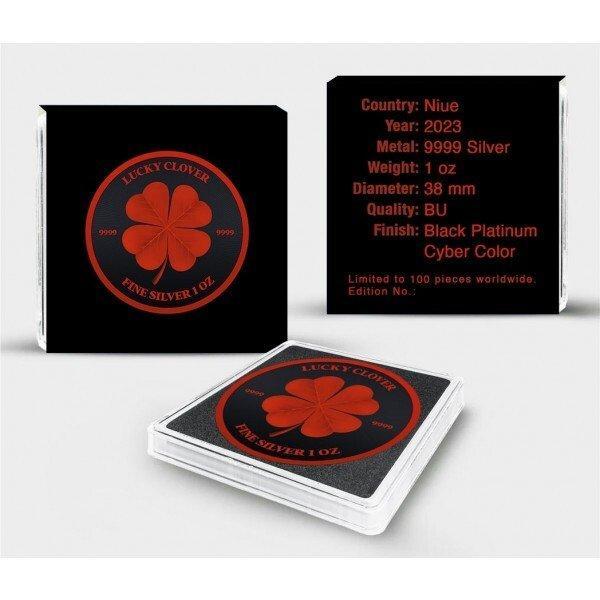 Niue. 2 Dollars 2023 1oz $2 NZD Niue Lucky Clover Black, Postzegels en Munten, Edelmetalen en Baren