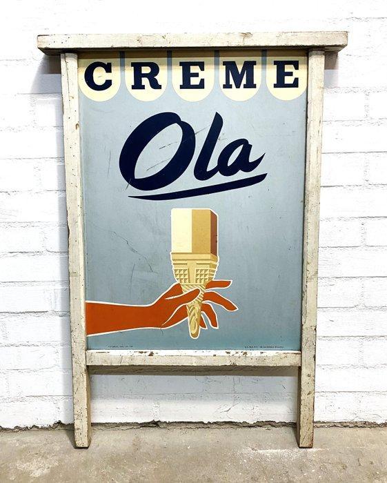 Creme Ola stoepbord - Reclamebord - Hout en papier, Antiek en Kunst, Antiek | Wandborden en Tegels