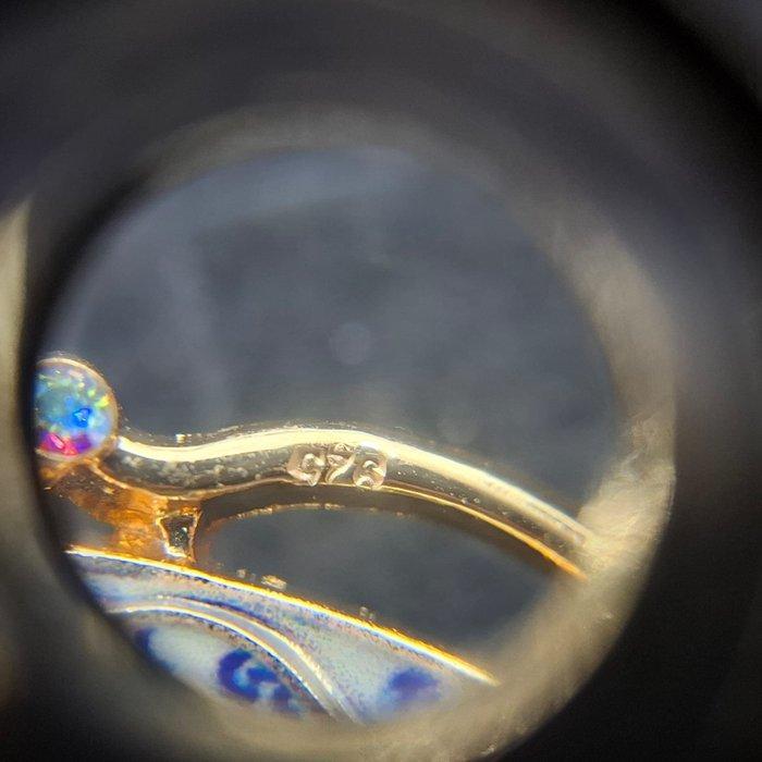 925 zilver, keramiek. - Broche - Faenza - Vlinder., Antiek en Kunst, Antiek | Glaswerk en Kristal