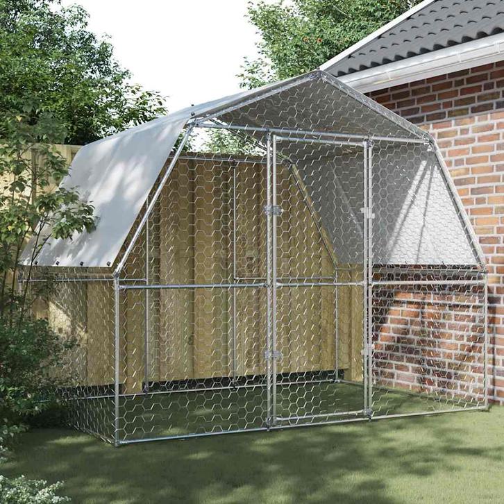 vidaXL Kippenhokken met dak en deur gegalvaniseerd staal, Animaux & Accessoires, Rongeurs & Lapins | Cages & Clapiers, Envoi