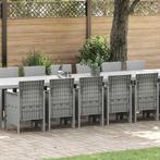 vidaXL Tuin Eettafel Set 17 pcs Lichtgrijs Polt riet, Tuin en Terras, Verzenden, Nieuw