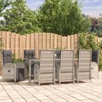 vidaXL 9-delige Tuinset met kussens poly rattan grijs, Tuin en Terras, Tuinsets en Loungesets, Verzenden, Nieuw, Tuinset