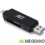 ACT USB 3.2 cardreader, SD/micro SD, USB-C of USB-A, zwart, Computers en Software, Netwerkkaarten, Nieuw, Verzenden