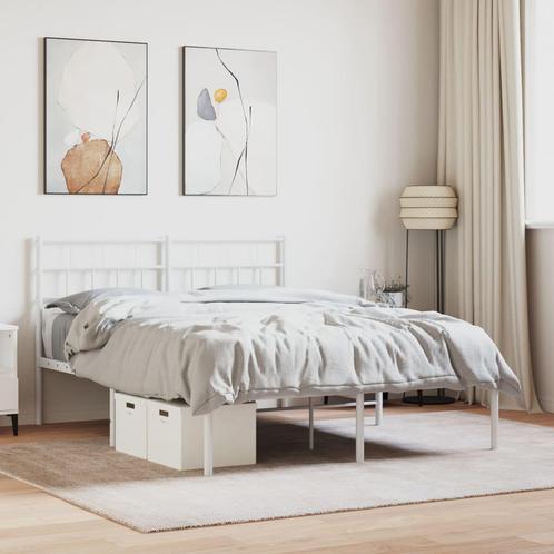 vidaXL Bedframe met hoofdbord metaal wit 120x200 cm, Huis en Inrichting, Slaapkamer | Bedden, Nieuw, Verzenden