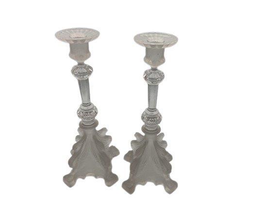 Val Saint Lambert - Chandelier (2) - Cristal - Bougeoirs en, Antiquités & Art, Antiquités | Verre & Cristal