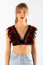 Top met Veren Rood Bruin XS S M Verentop Steampunk Topje Vee, Vêtements | Femmes, Costumes de carnaval & Vêtements de fête, Ophalen of Verzenden