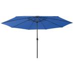 vidaXL Parasol met LED-verlichting 400 cm azuurblauw, Verzenden, Nieuw