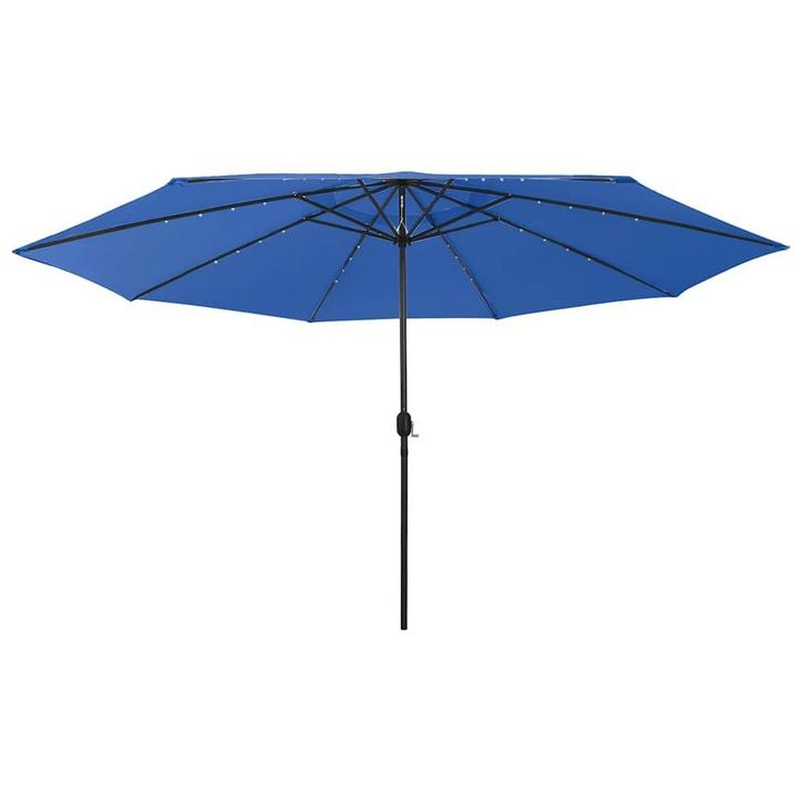 vidaXL Parasol met LED-verlichting 400 cm azuurblauw, Tuin en Terras, Parasols, Nieuw, Verzenden