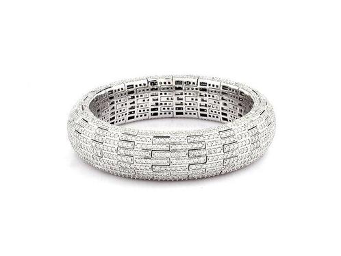 Bracelet - 18 carats Or blanc -  13.89ct. tw. Diamant, Handtassen en Accessoires, Antieke sieraden