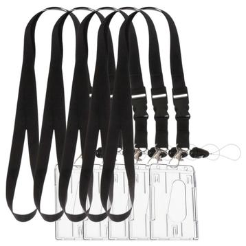 Fako Bijoux - 5x Zwart Keycord + Pashouder Hard Plastic - beschikbaar voor biedingen