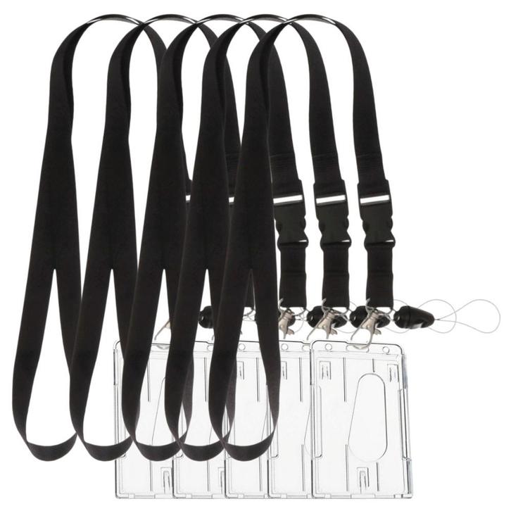 Fako Bijoux - 5x Zwart Keycord + Pashouder Hard Plastic -, Verzamelen, Sleutelhangers, Verzenden