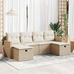 vidaXL 6-delige Loungeset met kussens poly rattan beige, Verzenden, Loungeset