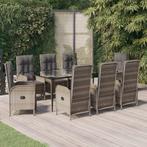 vidaXL 9-delige Tuinset met kussens poly rattan zwart en, Tuin en Terras, Tuinsets en Loungesets, Verzenden, Nieuw, Tuinset