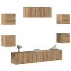 vidaXL 7-delig Tv-meubelset wandmontage artisanaal eiken, Huis en Inrichting, Verzenden, Nieuw