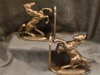 Boekensteunen (2) - paarden - Messing - Stijgende paarden, Antiek en Kunst