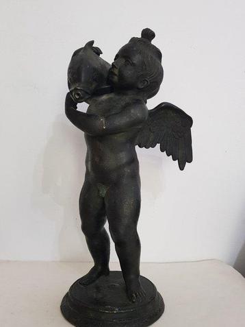 Fonderia Sommer Napoli - Beeld, Putto with a dolphin - 42 cm