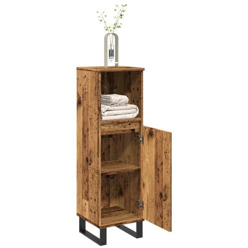 vidaXL Badkamerkast 30x30x100 cm bewerkt hout oud, Huis en Inrichting, Tafels | Kaptafels, Nieuw, Verzenden