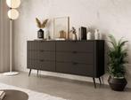 Meubella Ladekast zwart dressoir 163 cm, Verzenden, Nieuw