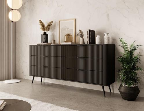 Meubella Ladekast zwart dressoir 163 cm, Huis en Inrichting, Kasten | Overige, Nieuw, Verzenden