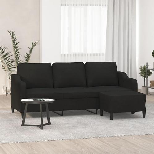 vidaXL Driezitsbank met voetenbank 180 cm stof zwart, Huis en Inrichting, Zetels | Zetels, Nieuw, Verzenden