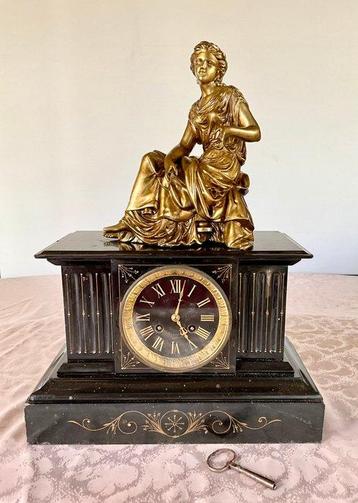 Pendule - Glas, Marmer, Zinklegering - 1850-1900