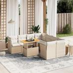 vidaXL 9-delige Loungeset met kussens poly rattan beige, Verzenden, Nieuw, Loungeset