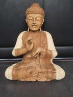 boudha en bois/Vitarka mudra/fait main - sculptuur - Buddha, Antiquités & Art