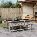 vidaXL 9-delige Tuinset met kussens poly rattan lichtgrijs, Tuin en Terras, Verzenden, Nieuw, Tuinset
