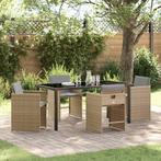 vidaXL Tuin Eettafel Set 5 pcs Beige poly rattan, Tuin en Terras, Verzenden, Nieuw
