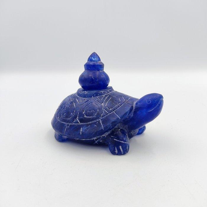 Oud-Indochinese Blue Glass Crystal Stupa op schildpadbasis, Antiek en Kunst, Antiek | Overige Antiek