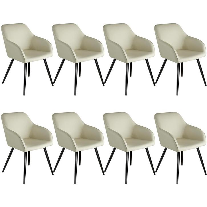 tectake Set van 8 eetkamerstoelen Marilyn stof, zwarte stoel, Huis en Inrichting, Stoelen, Verzenden