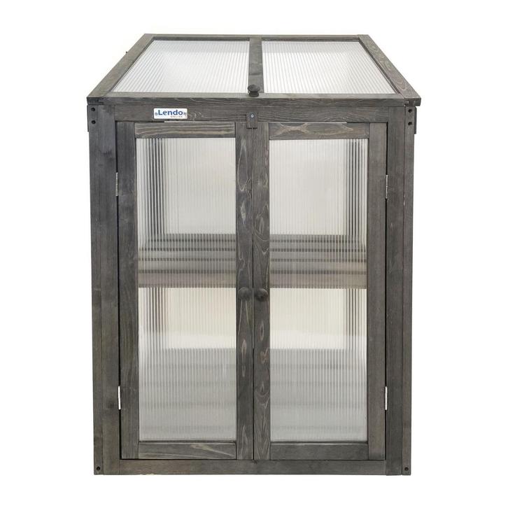 Lendo Online Mini Serre de Culture Bois 60x49x97,5 cm Gris, Tuin en Terras, Kassen