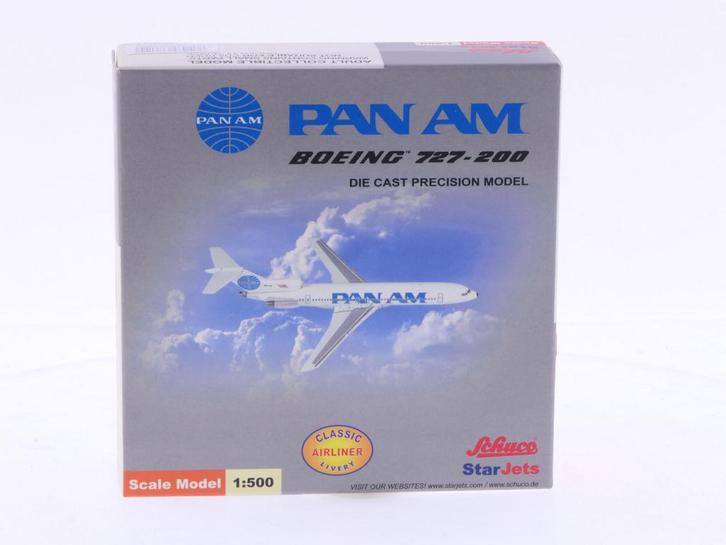 Schaal 1:500 Schuco/Star Jets 355 7610 Pan Am Boeing 727-..., Hobby en Vrije tijd, Modelbouw | Vliegtuigen en Helikopters, Gebruikt