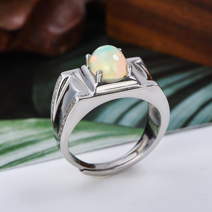 Zonder Minimumprijs - Ring Zilver - 1.50ct. tw. Opaal, Handtassen en Accessoires, Ringen